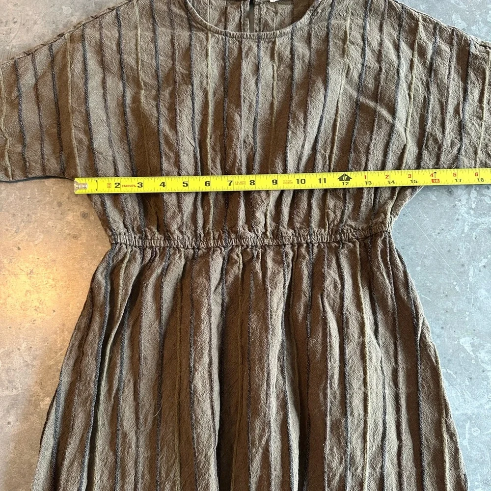 SOLD- Orange Creek Cotton/Linen Blend Textured Striped Dress Size S - Picture 8 of 12